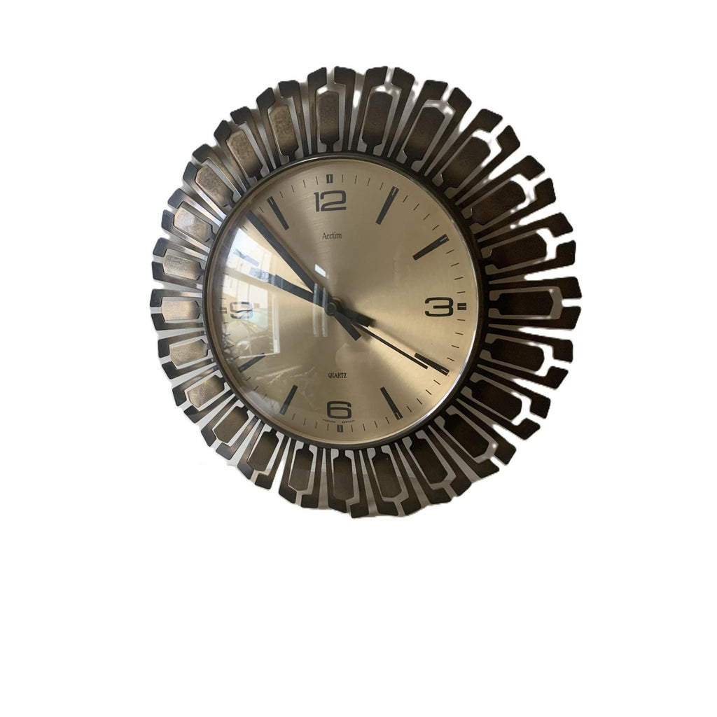1980s Acctim Sunburst Wall Clock – Mid Century Modern Starburst, Made England