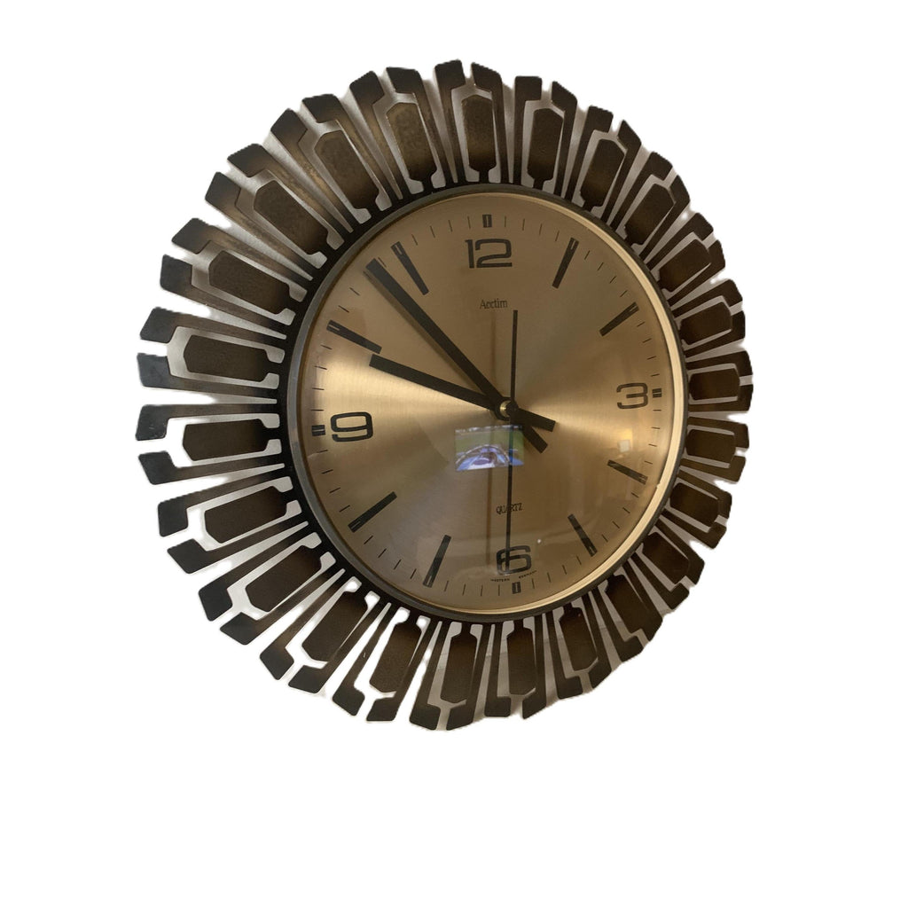 1980s Acctim Sunburst Wall Clock – Mid Century Modern Starburst, Made England