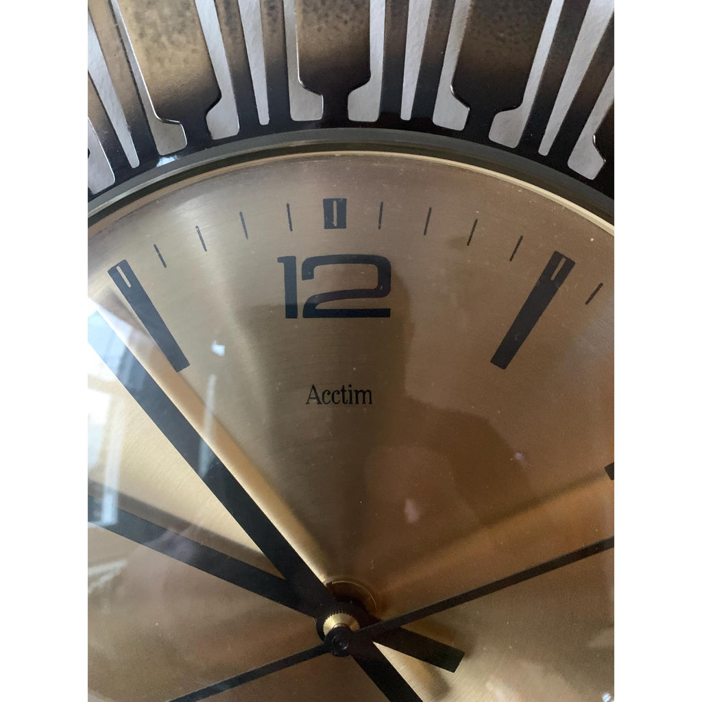 1980s Acctim Sunburst Wall Clock – Mid Century Modern Starburst, Made England