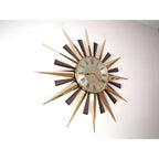 1980s Metamec Brass Sunburst Clock – Mid Century Modern Starburst Wall Art