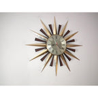 1980s Metamec Brass Sunburst Clock – Mid Century Modern Starburst Wall Art