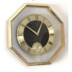 1980s Rhythm Japan Octagonal Brass Clock – Roman Numeral Geometric Dial, Postmodern