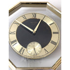 1980s Rhythm Japan Octagonal Brass Clock – Roman Numeral Geometric Dial, Postmodern