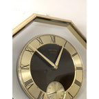 1980s Rhythm Japan Octagonal Brass Clock – Roman Numeral Geometric Dial, Postmodern