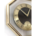 1980s Rhythm Japan Octagonal Brass Clock – Roman Numeral Geometric Dial, Postmodern