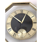 1980s Rhythm Japan Octagonal Brass Clock – Roman Numeral Geometric Dial, Postmodern