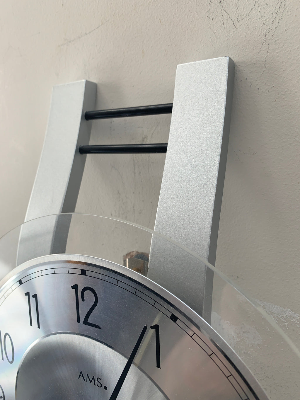 AMS West Germany Pendulum Wall Clock, Faux Aluminium, Junghans Movement