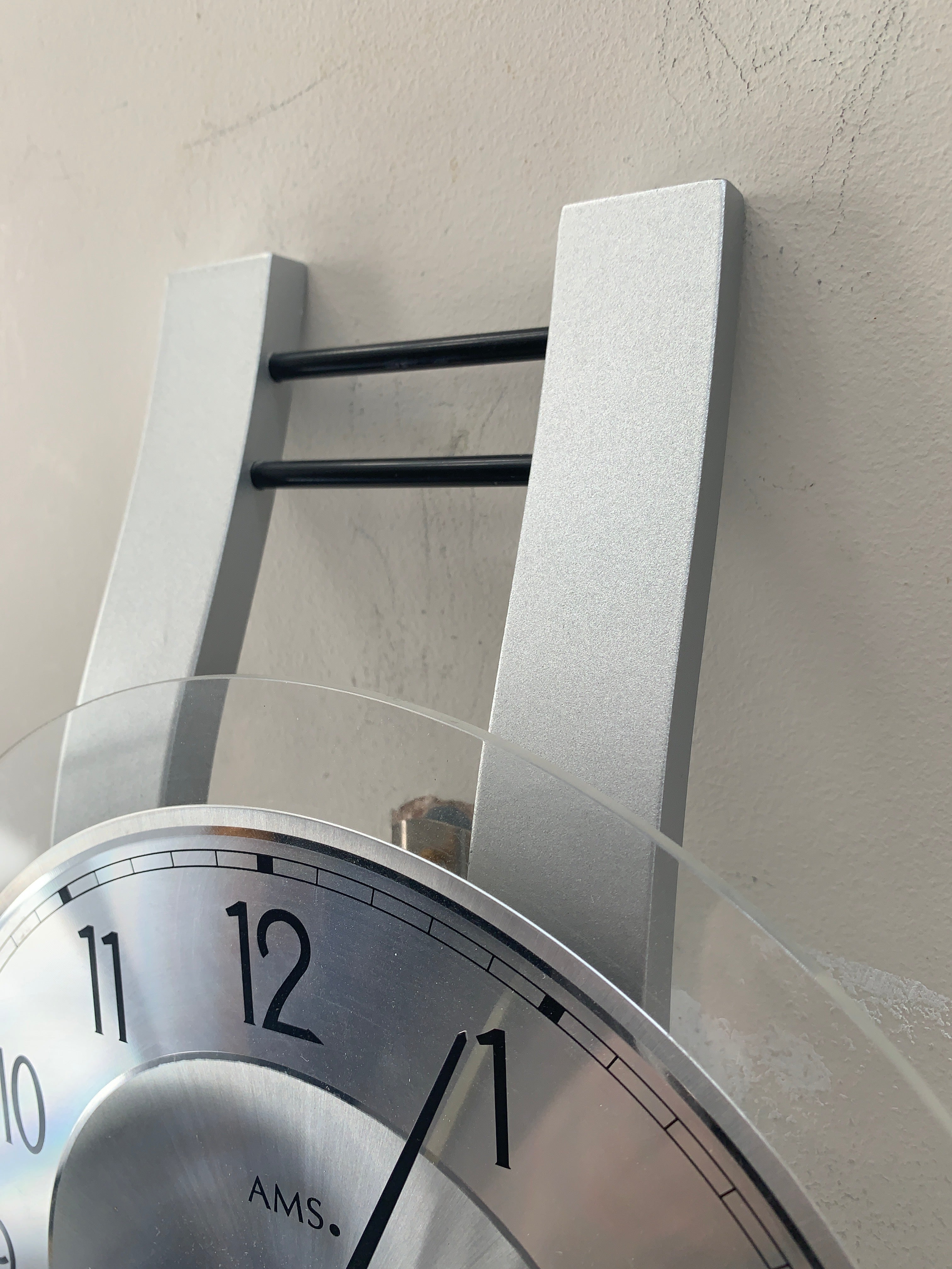 AMS West Germany Pendulum Wall Clock, Faux Aluminium, Junghans Movement