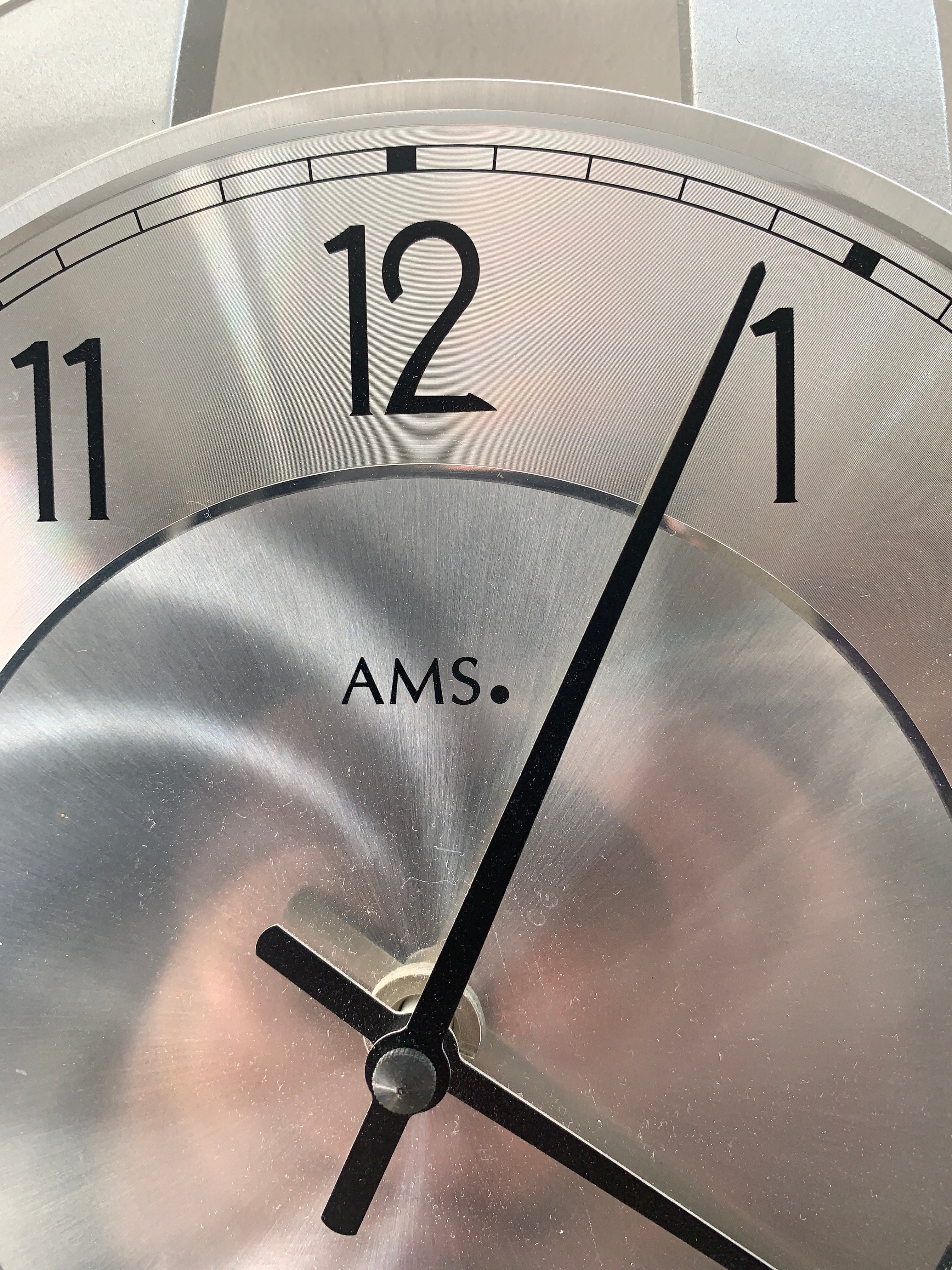 AMS West Germany Pendulum Wall Clock, Faux Aluminium, Junghans Movement