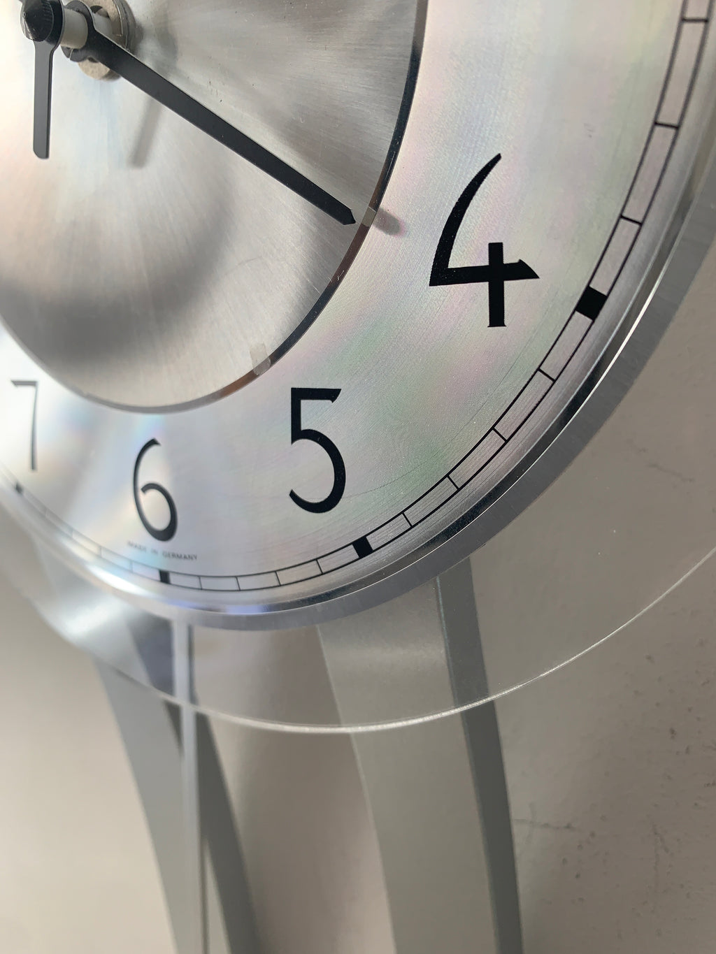 AMS West Germany Pendulum Wall Clock, Faux Aluminium, Junghans Movement