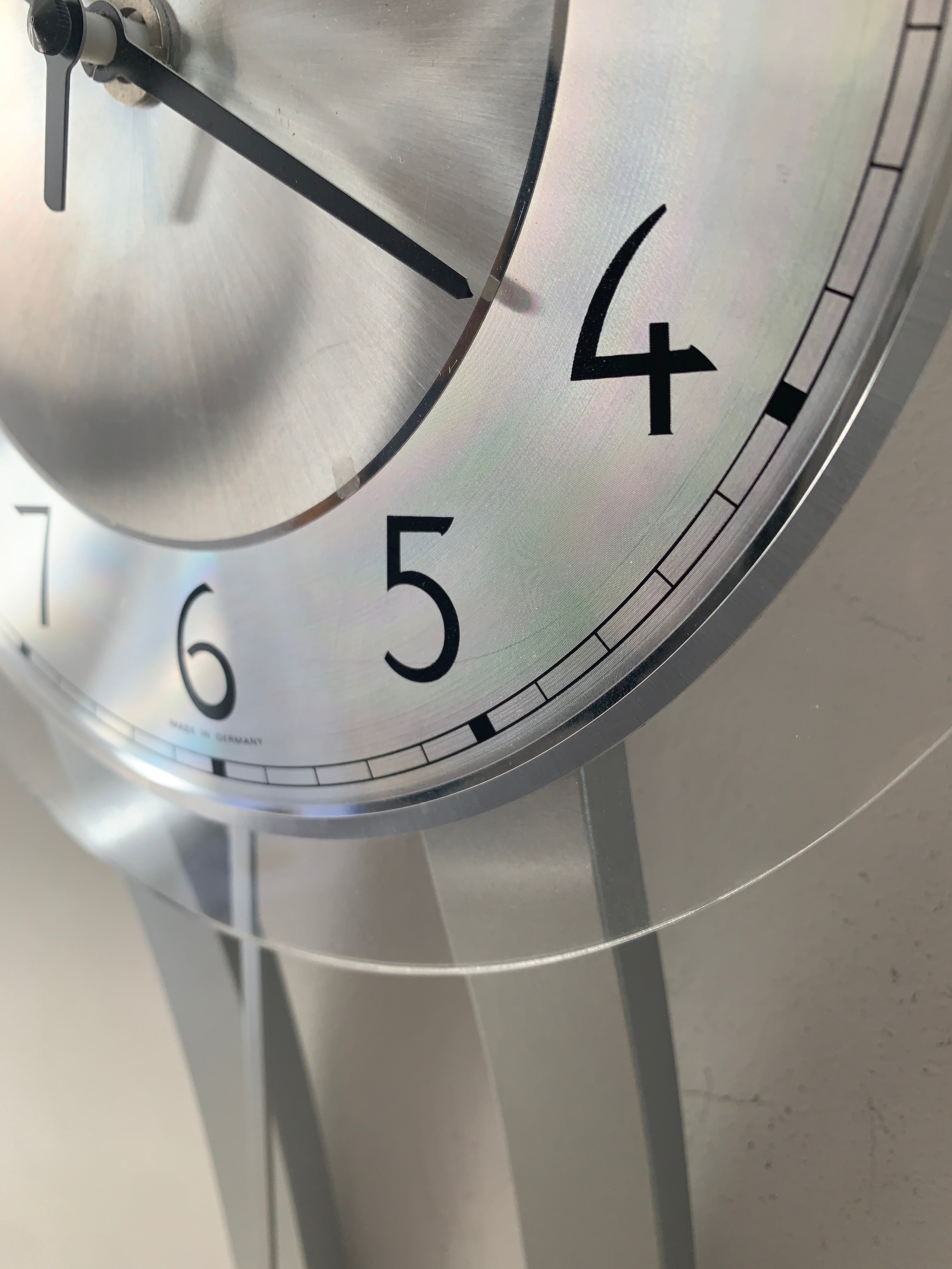 AMS West Germany Pendulum Wall Clock, Faux Aluminium, Junghans Movement