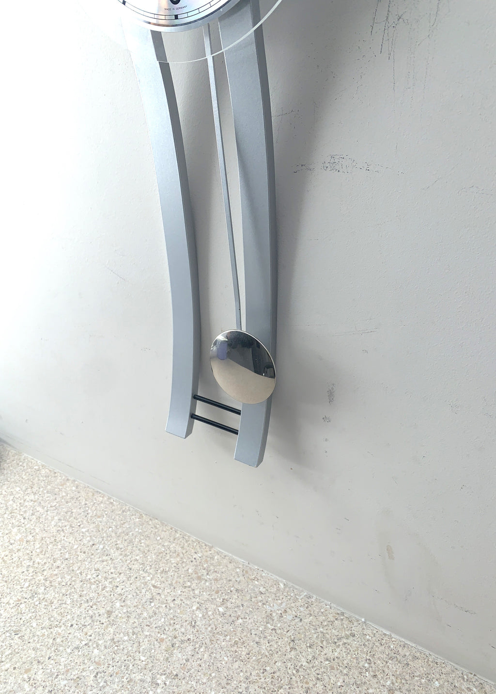 AMS West Germany Pendulum Wall Clock, Faux Aluminium, Junghans Movement