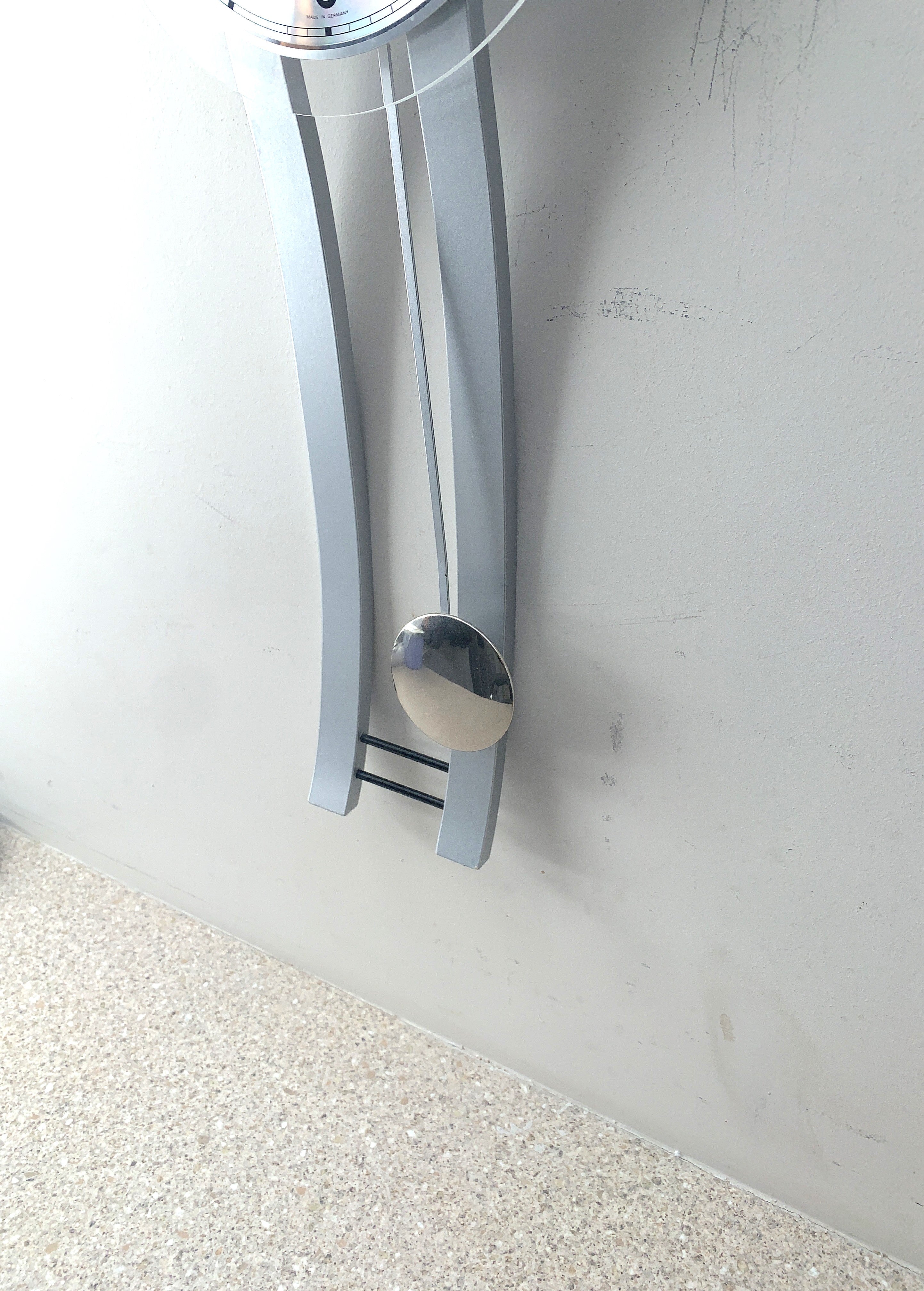 AMS West Germany Pendulum Wall Clock, Faux Aluminium, Junghans Movement