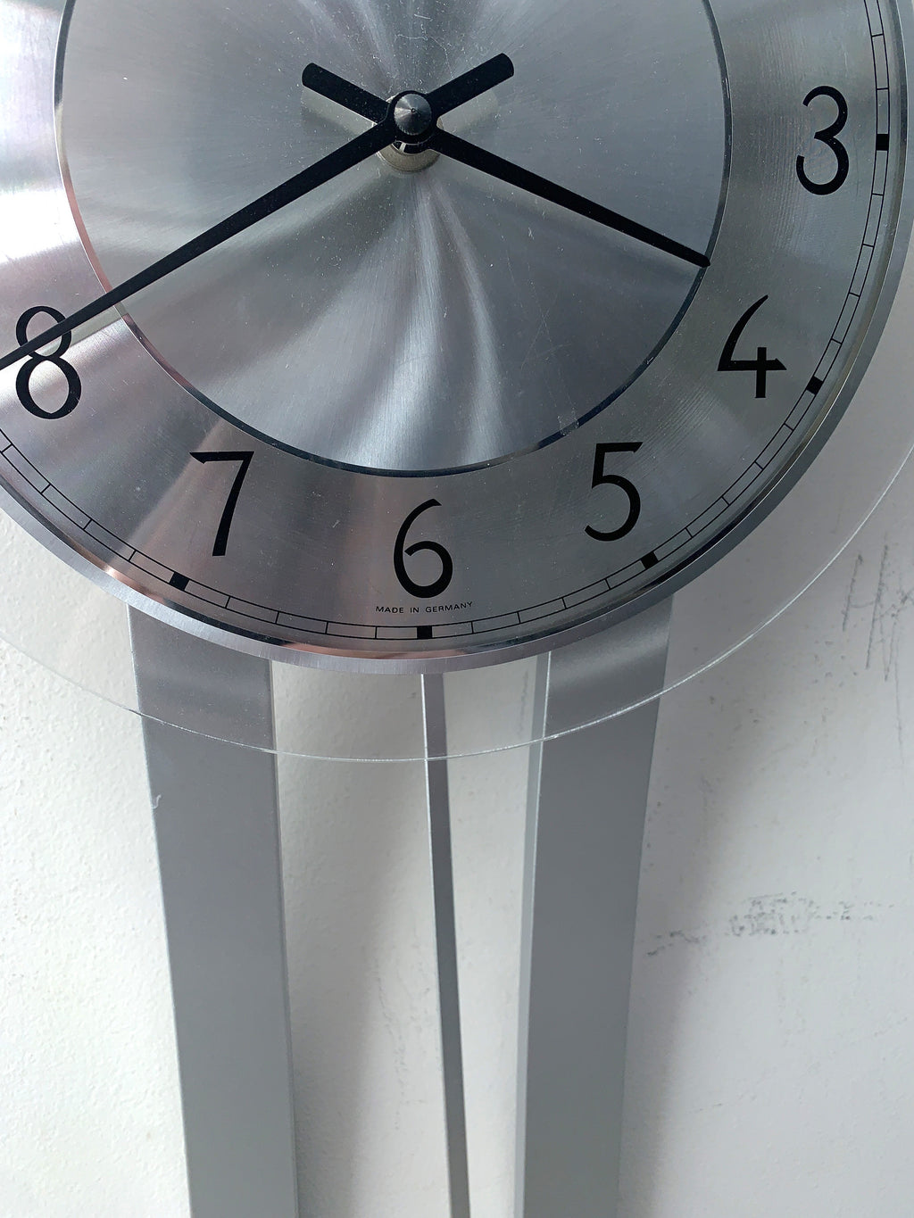 AMS West Germany Pendulum Wall Clock, Faux Aluminium, Junghans Movement