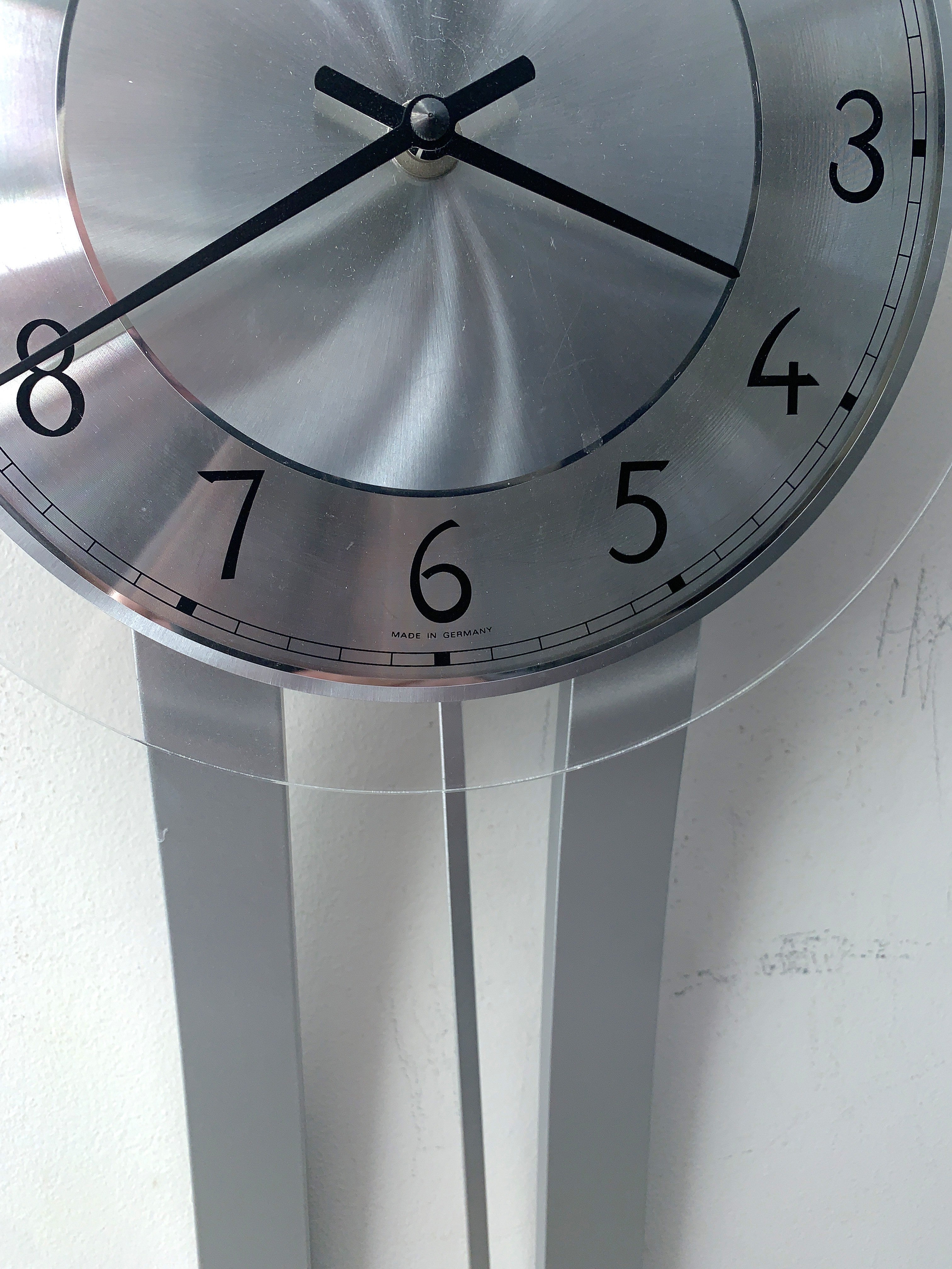 AMS West Germany Pendulum Wall Clock, Faux Aluminium, Junghans Movement