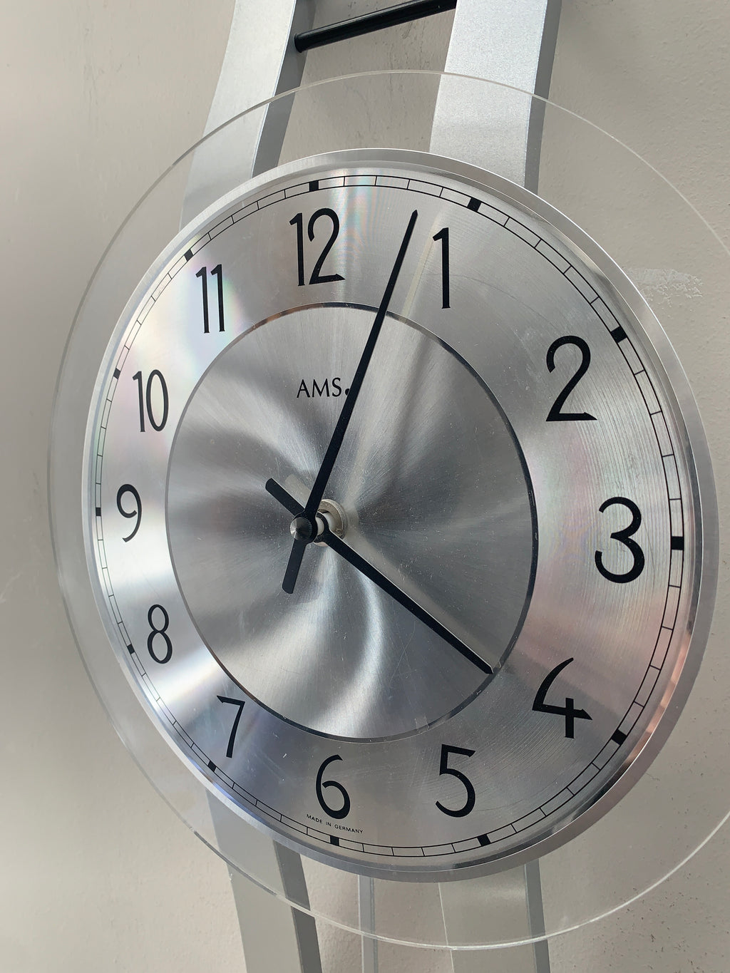 AMS West Germany Pendulum Wall Clock, Faux Aluminium, Junghans Movement