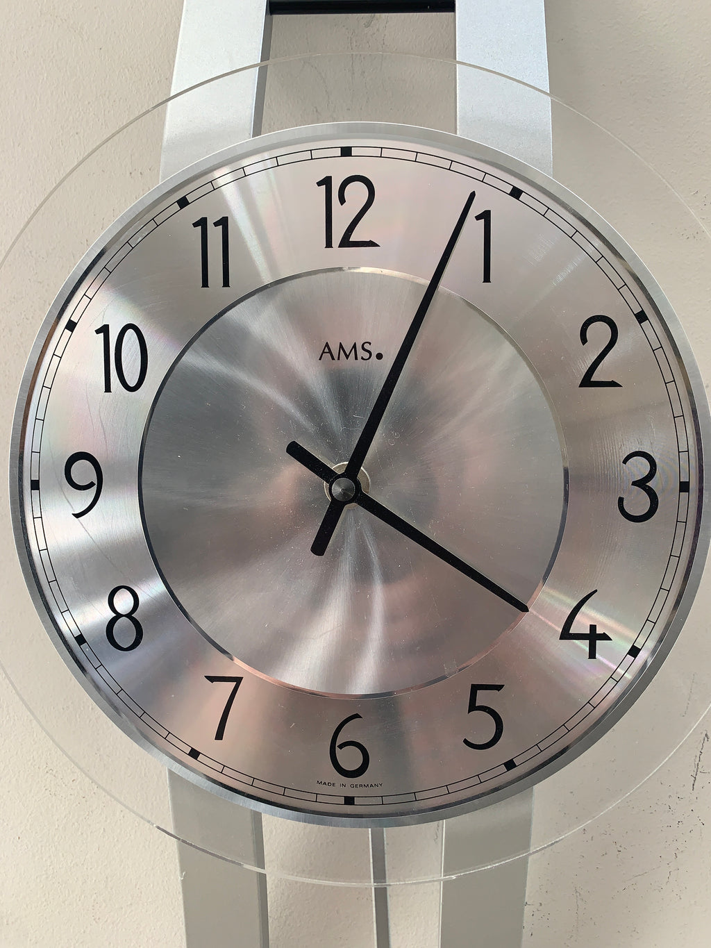 AMS West Germany Pendulum Wall Clock, Faux Aluminium, Junghans Movement