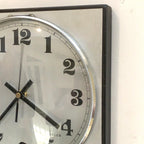 Adelco Wall Clock – 1960s Square Steel, Brushed Aluminium, Gothic Numerals