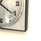 Adelco Wall Clock – 1960s Square Steel, Brushed Aluminium, Gothic Numerals
