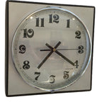 Adelco Wall Clock – 1960s Square Steel, Brushed Aluminium, Gothic Numerals