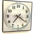 Adelco Wall Clock – 1960s Square Steel, Brushed Aluminium, Gothic Numerals