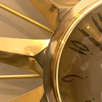 Anstey & Wilson Brass Starburst Wall Clock, 1960s British Sunburst, Restored, Original Hands, 18 Inch