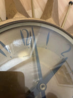 Anstey & Wilson Brass Starburst Wall Clock, 1960s British Sunburst, Restored, Original Hands, 18 Inch