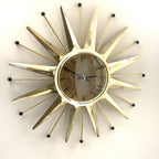Anstey & Wilson Brass Starburst Wall Clock, 1960s British Sunburst, Restored, Original Hands, 18 Inch