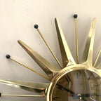Anstey & Wilson Brass Starburst Wall Clock, 1960s British Sunburst, Restored, Original Hands, 18 Inch