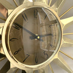 Anstey & Wilson Brass Starburst Wall Clock, 1960s British Sunburst, Restored, Original Hands, 18 Inch