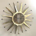 Anstey & Wilson Brass Starburst Wall Clock, 1960s British Sunburst, Restored, Original Hands, 18 Inch