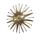Anstey & Wilson Brass Sunburst Clock – 1960s Mid Century Modern Starburst Wall Clock