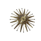 Anstey & Wilson Brass Sunburst Clock – 1960s Mid Century Modern Starburst Wall Clock