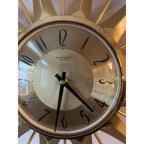 Anstey & Wilson Brass Sunburst Clock – 1960s Mid Century Modern Starburst Wall Clock