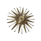 Anstey & Wilson Brass Sunburst Clock – 1960s Mid Century Modern Starburst Wall Clock