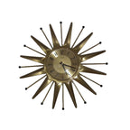 Anstey & Wilson Brass Sunburst Clock – 1960s Mid Century Modern Starburst Wall Clock