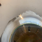 Anstey & Wilson Scalloped Chrome Wall Clock, 1960s British, Brass Bezel, New Quartz, Champagne Dial