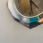 Anstey & Wilson Scalloped Chrome Wall Clock, 1960s British, Brass Bezel, New Quartz, Champagne Dial