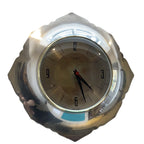 Anstey & Wilson Scalloped Chrome Wall Clock, 1960s British, Brass Bezel, New Quartz, Champagne Dial
