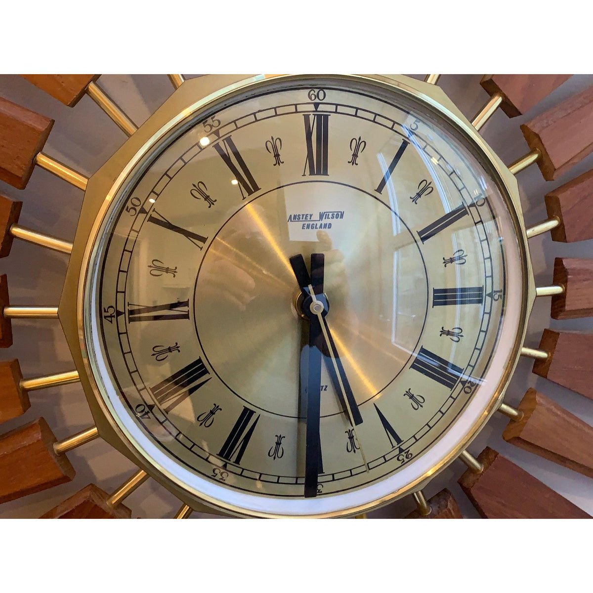 Anstey & Wilson Teak Sunburst Clock – 1960s Eames Era Wall Art