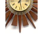 Anstey & Wilson Teak Sunburst Clock – 1960s Eames Era Wall Art