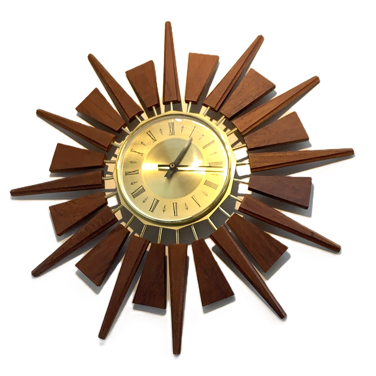 Anstey & Wilson Teak Sunburst Clock – 1960s Eames Era Wall Art