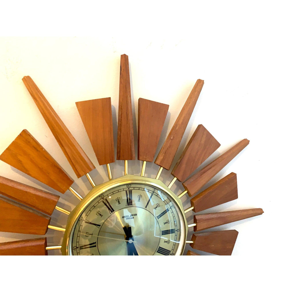 Anstey & Wilson Teak Sunburst Clock – 1960s Eames Era Wall Art