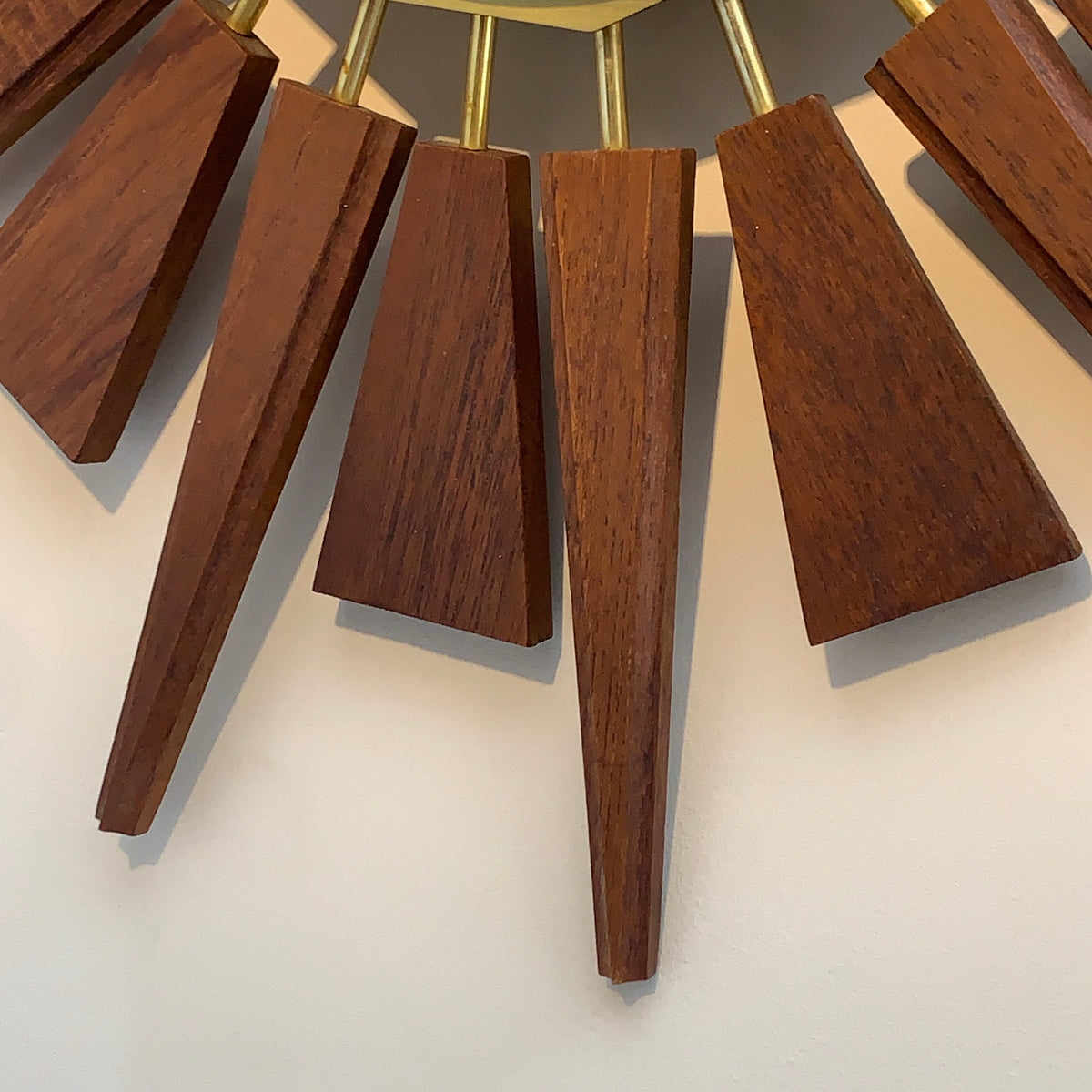 Anstey & Wilson Teak Sunburst Clock – 1960s Eames Era Wall Art