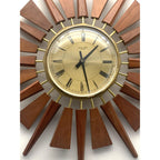 Anstey & Wilson Teak Sunburst Clock – 1960s Eames Era Wall Art