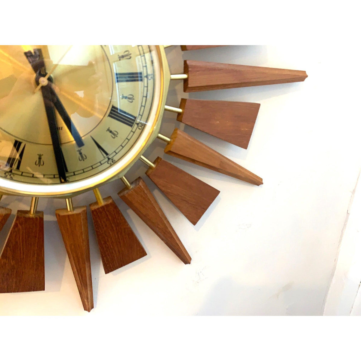 Anstey & Wilson Teak Sunburst Clock – 1960s Eames Era Wall Art