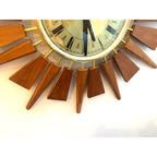 Anstey & Wilson Teak Sunburst Clock – 1960s Eames Era Wall Art