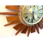 Anstey & Wilson Teak Sunburst Clock – 1960s Eames Era Wall Art