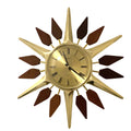 Anstey and Wilson Starburst Wall Clock – 1960s Brass Burmese Teak Fully Restored England 19 Inch