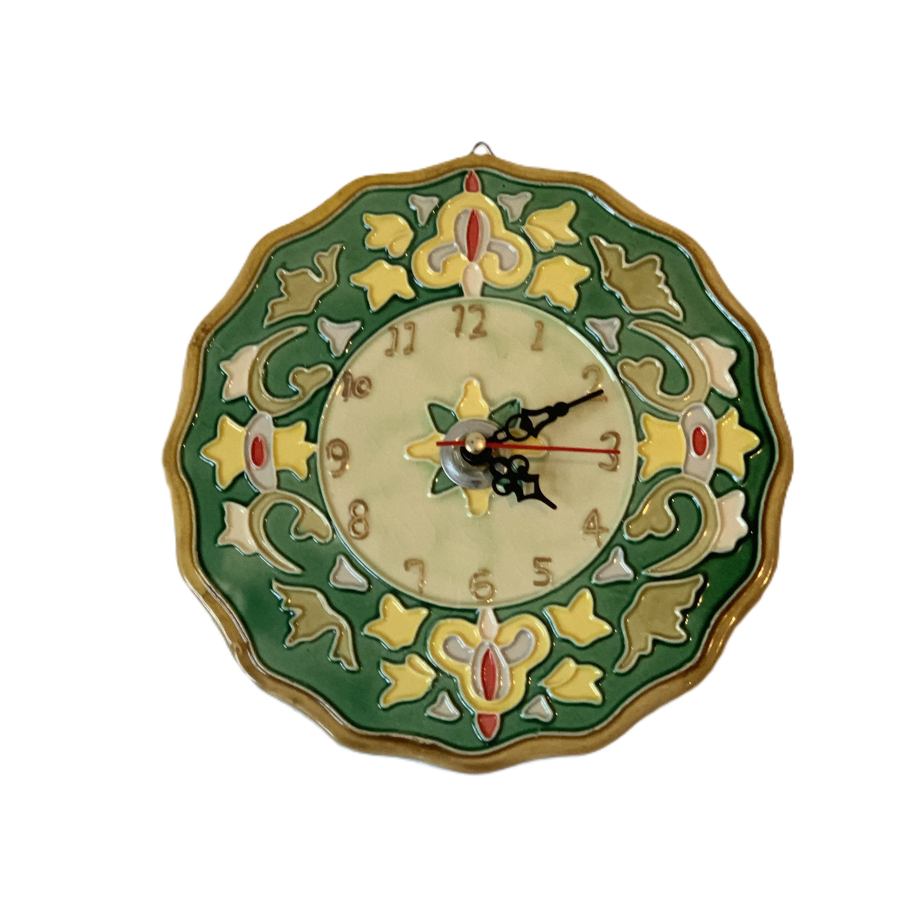 Artecer Hispacer Sevilla Spanish Ceramic Wall Clock – Cuerda Seca Hand Painted 7 Inch Andalusia